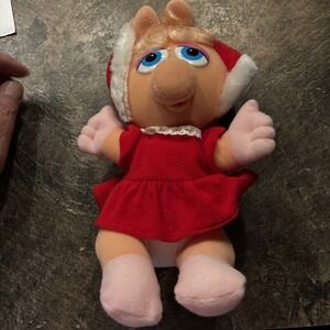 Vintage 1987 Baby Miss Piggy Plush Doll Henson Muppets Christmas Outfit